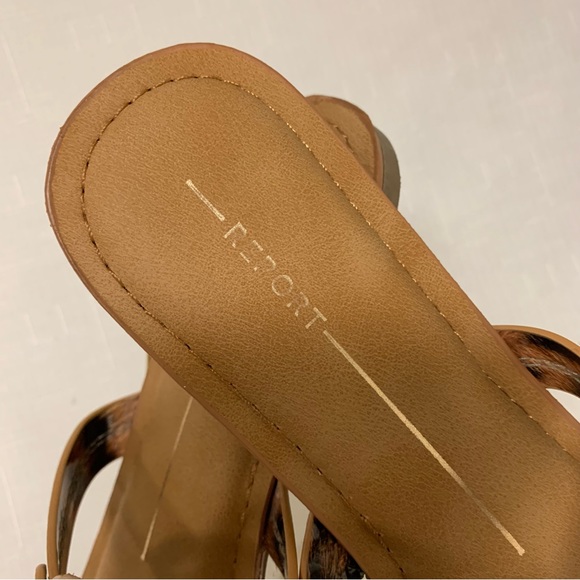 REPORT Thong Sandals Women 8.5 Brown Leopard Animal Print Flat Heel Slip On - Picture 4 of 12